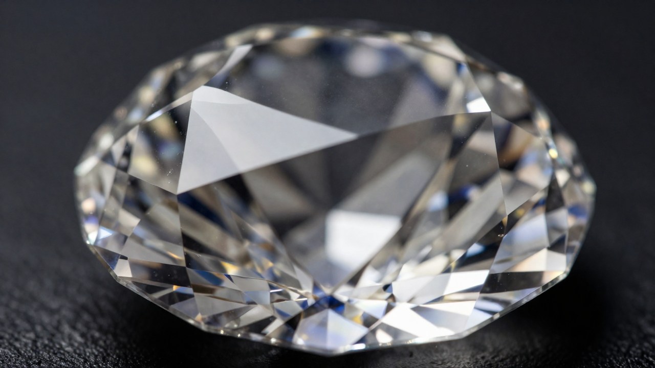 Estructura cristalina perfecta de un diamante natural, mostrando su geometría molecular interna y la solidez de sus enlaces.